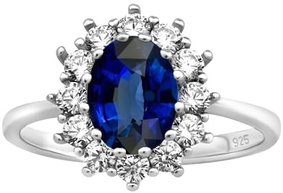 SILVEGO Damen Ring aus 925 Sterling Silber mit synthetischem Saphir Ring der Prinzessin Kate