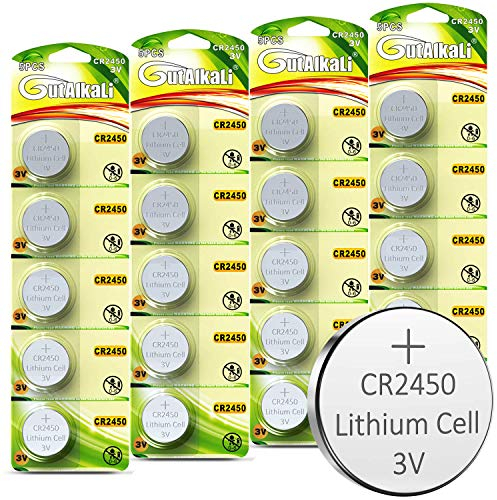 GutAlkaLi CR2450 3V Lithium Battery - 20 Pack of High-Performance CR2450 Batteries for Your Devices