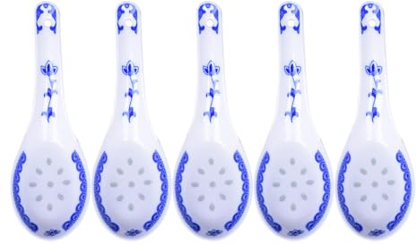 YARNOW 5 Stücke Porzellanlöffel Chinesische Suppenlöffel Keramikl Löffel Porzellan Löffelchen Eierlöffel Asiatische Esslöffel Servierlöffel Kaffeelöffel Dessertlöffel Vorspeise Besteck
