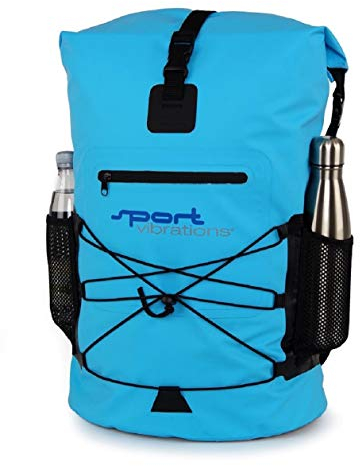 SUPwave Premium Thermo-Dry Bag, Rucksack 30 Liter, Rolltop, Outdoor Rucksack, Wasserdicht Sport-Vibrations (Blau)