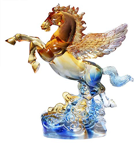 KKJJ Kristall Glas Pferd Statue Deko, Figuren Tiere Pferdeskulptur Art Figur Dekorative Skulptur, Feng Shui Skulptur Home Office Schreibtisch Dekorative Verzierung,Natural
