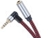 Audio Mic Extension Cable 1M,90 Degree TRRS 3.5mm Aux Headphone Extender 4-Pole Jack Plug Extension Lead Stereo Male to Female Braided Cord for Headset,Laptop,Phone,Switch Lite,Car and More (1M)