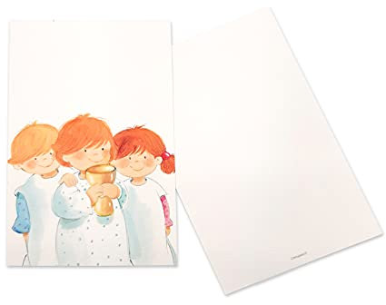 Mopec Estampas 3 Niños Comunión Cáliz, Blanco, Paquete de 25, Paper, Talla única