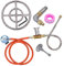 27 mm 37 mbar Clip-On-Propan-Durchflussregler mit 1,5 m Schlauch und Gas-Feuerstelle, Edelstahl-Brennerring-Installationsset, 30,5 cm, 304 Edelstahl, Propangas-Feuerstelle