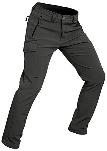 Wespornow Thermohose Herren Softshellhose mit Fleece-Futter für Ski | Wasserdicht und winddicht Gefüttert Schneehose mit 4 RV-Taschen für Winter Wander & Snowboard