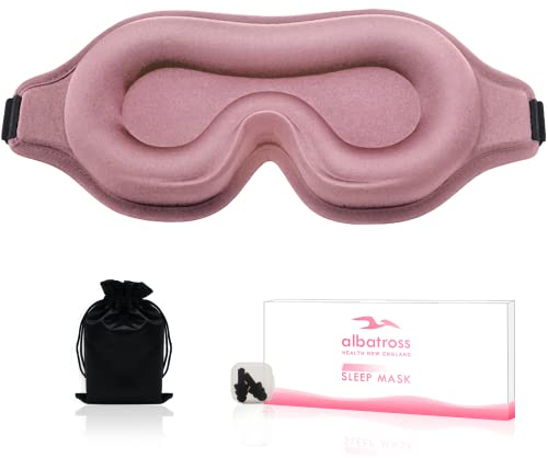 Sleep Mask for Side Sleeper, Upgraded 3D Contoured Cup Eye mask Blindfold for Man Women, Block Out Light, Eye mask with Adjustable Strap, Breathable & Soft for Sleeping, Yoga, Traveling (Pink)