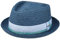 Stetson Vantella Diamond Strohhut - Einfarbiger Hut mit Kontrastband - Sommerlicher Sonnenhut mit Ripsbandgarnitur - Unisex - Frühjahr/Sommer blau M (56-57 cm)