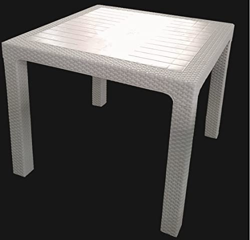 Tisch aus Polyrattan, 90 x 90 cm, Weiß