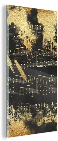 Glasbild Glasfoto Wandbild Bilder Deko 40x80 cm Musik - Gold - Schwarz