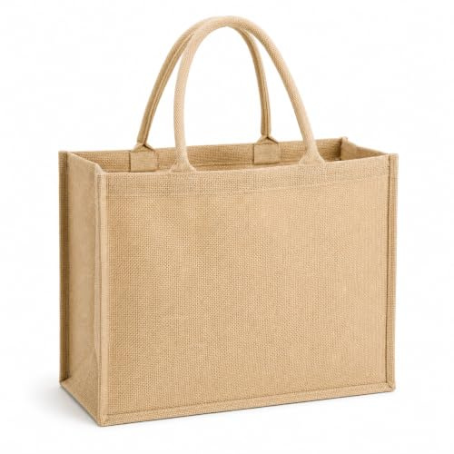 Didart Handmade Bolso Mujer Verano de Yute Natural con Asa – Bolsa Playa Grande con Refuerzo Interior Antihumedad, Capazo Playa para Mujer, Bolso de Hombro y Mano