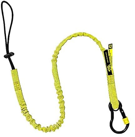 BearTOOLS New Yellow Safety Lanyard Tether With Captive Eye Screw Lock Carabiner Aluminum, Universal Adjustable Loop End, Stop the Drops Weight Limit 8KG / 17.6lb Fall Restraint (1)