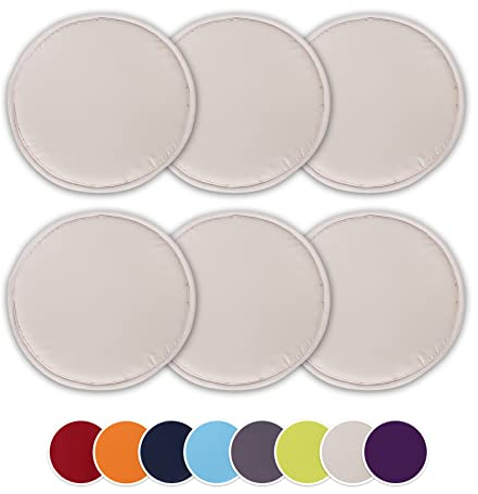 EXQUILEG 6er Set Stuhlkissen Sitzkissen, Sitzauflage Baumwolle Rund Stuhlkissen Waschbarekissen Auflage Kissen für Stühle Indoor Outdoor Sitzkissen (Beige,6er Set)