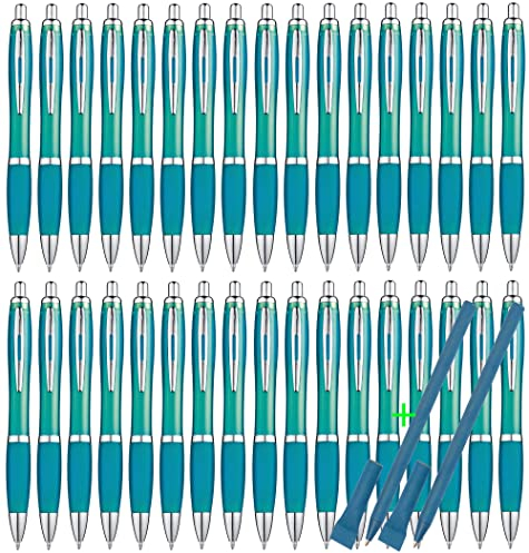 Libetui Set 50er ergonomische Kugelschreiber türkise Druckkugelschreiber Kulis Türkis für Büro Praxis Uni Haushalt Kuli Set 50 Stück Kugelschreiber Türkis