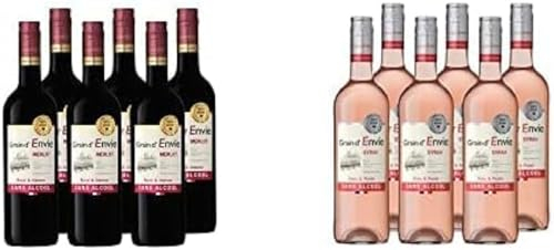 Grain D'Envie - Merlot Rouge + Syrah Rosé - Sans Alcool - Lot de 6 bouteilles x 75 cl
