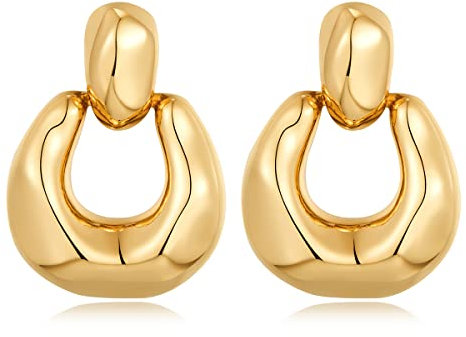 Goldfarbene Creolen für Frauen und Mädchen Statement Retro Ohrringe Mehrere Stile Schmuck für Geburtstagsparty Geschenk Gold Statement Vintage Stud Earrings for Women and Girls Gifts