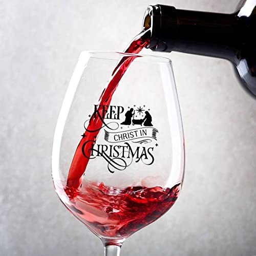 Rimego Weinglas Kelch Keep Christ in Christmas Lustige Weingläser für Frauen Set von 2 Feuerzeug für Weinverkostung Geschenkverpackung für Hochzeitstag Vatertag Geburtstag 17 oz