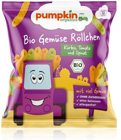 Pumpkin Organics Gemüse Röllchen - mit Kürbis, Tomate, Spinat, 20g (24er Pack)
