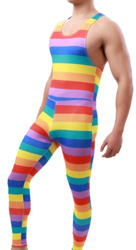 Juflam Bodysuit mit Leopardenmuster für Herren Wrestling Singlets Leotard Gym Unterwäsche (JJ90-Farbe, Medium)