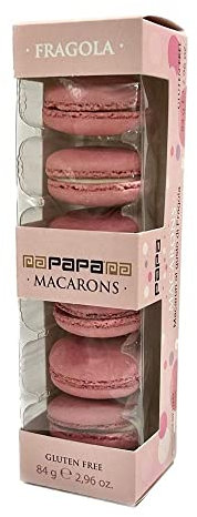 PAPA Confezione da 6 MACARONS 84 grammi biscotti ripieni senza glutine vari gusti e colori allestimento feste party cerimonie compleanni (Rosa Fragola)