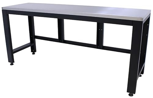 Kraftmeister Werkbank Premium Edelstahl 204 cm schwarz