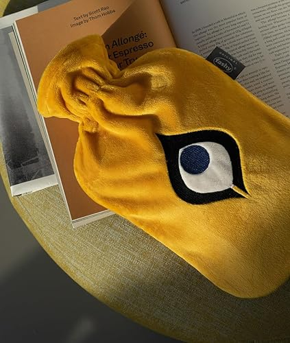 Fashy Hot Water Bottle with Fleece Cover and Embroidery Eye Yellow 2 L