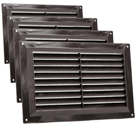 MAP Vents 926-04 Plastic Louvre Vents, Brown, 9 x 6 (Pack of 4)