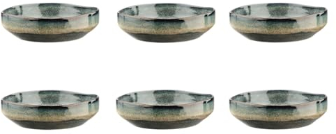 Björn, Collection Genesis, Lot de 6 Bols Petit-déjeuner en Grès avec Email Réactif, Dégradé Bleu Gris Kaki - Compatible Micro-ondes et Lave-vaisselle