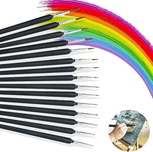 VFANDV Feine Pinsel, 15 Stück Set für Acrylfarben und Aquarell, Klein Dünne Pinsel für Anfänger, Gemälde Liebhaber, Gesichtsbemalung, Malpinsel