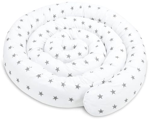 Totsy Baby Cuscino per dormire laterale Cuscino per il corpo 200 cm Cotone - cuscino per dormire lungo cuscino per collo cuscino per dormire sul lato Oeko-Tex Bianco con stelle grigie
