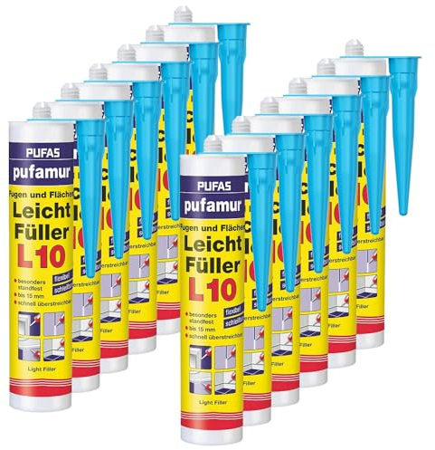 12x PUFAS Pufamur Fugen und Flächen Leichtfüller L10 310ml, inklusive kör4u Tülle (12)