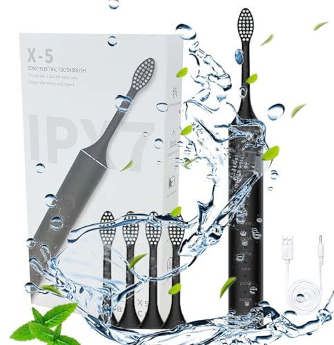 Clearance Best Electric Toothbrush for Adults 2024 - Rechargeable Toothbrush with 6 Modes 2-Min Smart Timer IPX7 Waterproof Electric Toothbrush with 4 Brush Heads, 6Hours Charge for 80 Days