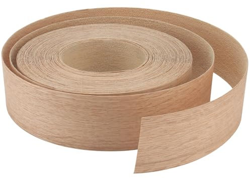 YUENPUN 50 MM x 15M Worktop Edging Strip, Pre Glued Iron on Oak Wood Veneer Edging Tape, Worktop Edging Strip, Wood Veneer Strips for Desk Wardrobe Cabinet Door Frame
