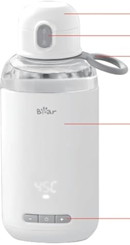 Bear Portable Bottle Warmer for Travel Small Kettle,Fast Heating & 37°C - 70 °C Smart Temperature Control Baby Bottle Warmer, 270ml Glass Capacity,6 Hours Keep Warm Time, Come with USB Cable