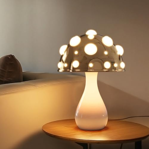Pilz Lampe LED Gold Pilzlampe, 3-Farbige Dimmbare Pilz Nachttischlampe, Mushroom Tischleuchte Deko Nachtlicht mit Kabel für Wohnzimmer Schlafzimmer, Glühbirne Inklusive