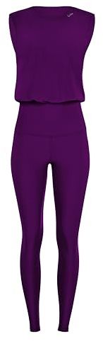 Winshape Damen Functional Comfort Jumpsuit JS102LSC, Comfort Style, Fitness Freizeit Yoga Pilates, Dark-Plum