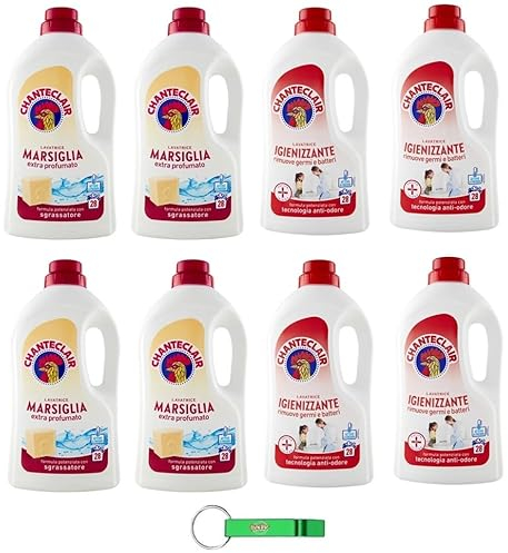 Chanteclair Lavatrice – Paquete de prueba Marsella + Higiene – Detergente líquido para la lavadora – Detergente para lavadora – Detergente para 28 lavados 1260 ml + llavero Beni Culinari gratuito
