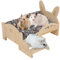 Meerschweinchen Hängematte Holz mit Kaninchenbett, Kaninchen Bett, Meerschweinchen Bett Matte, Meerschweinchen Versteck mit Treppen, Fleece Plüschbett (1* Bett Holz+1* Zyanfarben Plüschbett)