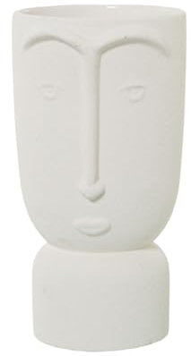Alexandra House Living Ecru Vase, Keramik, Gesicht, 13 x 13 x 25 cm