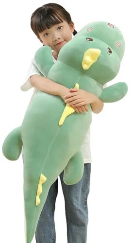 80cm Groß Kuscheltier Dinosaurier-Plüschtier, Lang Dinosaurier Plüsch Umarmungskissen, Lendenwirbel-Rückenkissen, Grünes Stofftier Dinosaurier-Körperkissen, Geschenk für Kinder Geburtstag, Ostern
