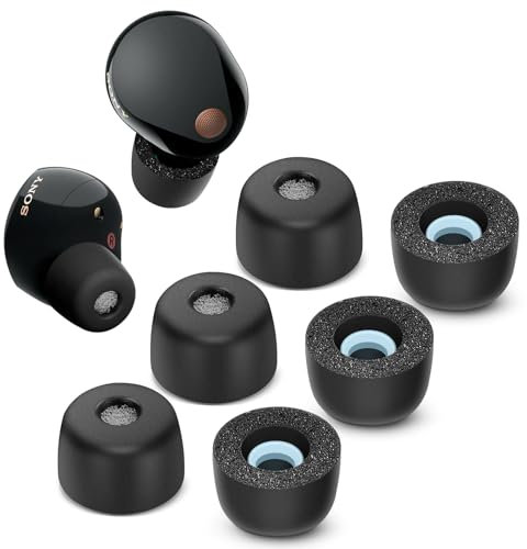 Cuscinetti in memory foam per Sony WF-1000XM5 con rete antipolvere, cuscinetti di ricambio antiscivolo per auricolari Sony True Wireless, si adattano alla custodia di ricarica, perfetta cancellazione