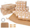 4 Rollen Kraftpapier Geschenkpapier, 43 x 300cm Pro Rolle Braunes Geschenkpapier mit Weiß Bedruckten Streifen Punkte und Wellenmuster, Recyclingpapier für Geburtstag Hochzeit Weihnachten Geschenkver