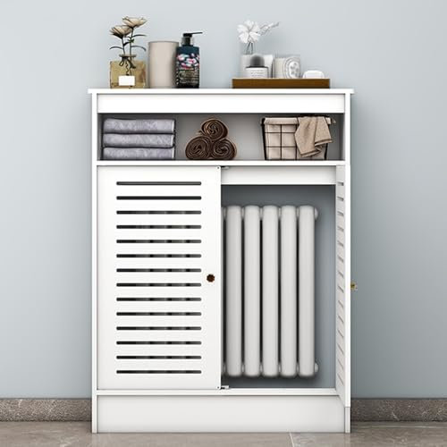 BUETPOX Cubre Radiadores Cubreradiador Moderno, Cubierta del Radiador, Blanco Lacado Revestimiento Protector,con Estante Y Panel Decorativo Elegante Y Moderno(50 * 90 * 25cm/19.7 * 35.4 * 9.8in)