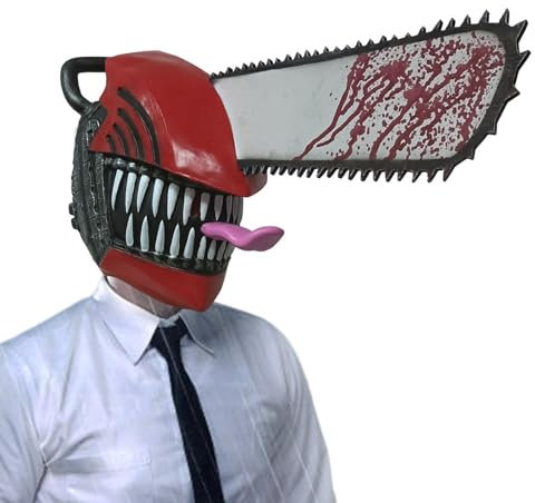 Toseky ChainsawMan Cosplay Maskss, ChainsawMan FullHead Maskss, ChainsawMan Helmet, Horror Anime Chainsaw Men Helmets Role Saw Maques Sickle Denji Saw Cosplay Denji Cyber Accessories Dress Up Outfi