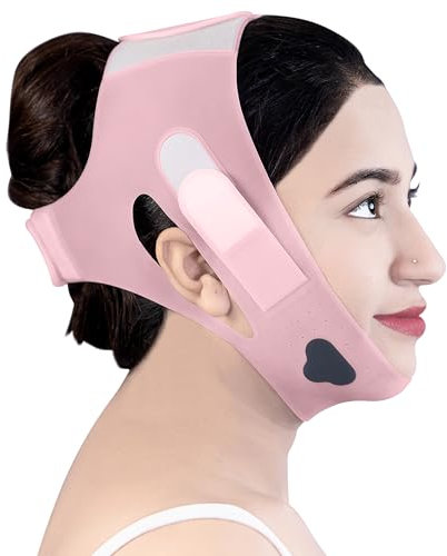OORSE Bande de levage en silicone pour femme - Réducteur de menton double menton - Masque de levage avec mentonnière pour femme - Rose