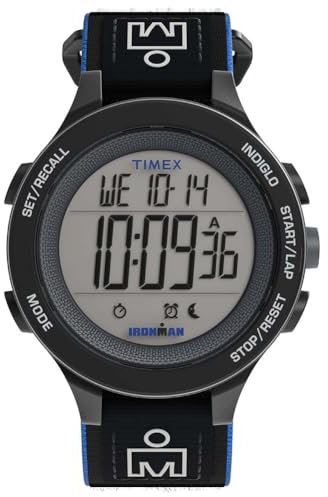 Timex Men's Ironman Training 42 mm Watch - Black Elastic Fabric Fastwrap Digital Dial Black Case TW5M64100