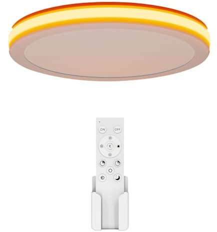 Aphyni Deckenlampe LED Dimmbar 24W Ø30cm, IP44 Badlampe Deckenleuchte Rund mit Nachtlicht, Weiß 3000K-6500K 3800LM Modern Ultra Dünn Lampe Decken für Wohnzimmer Küche Schlafzimmer Bad Balkon Keller