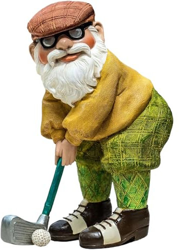 Garden Gnomes 4.7x2.4 Inch Playing Golf Funny Gnome Resin Funny Golf Gnome Statue Novelty Gnome Ornaments for Pation Yard Lawn Indoor Tabletop Home Decor, Garden Gift, Garden Gnomes Funny