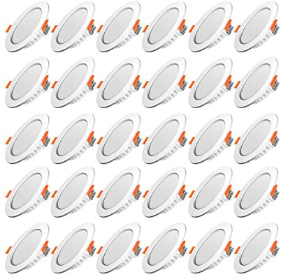 Tofisr LED Einbaustrahler 230V Flach 5W Neutralweiß 4500K LED Spots 230v Ø75-95mm Einbauleuchten Slim Deckenstrahler Downlights - 30er Set