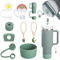 Yuecda 9 Pieces Stanley Cup Accessories, Including Silicone Protective Case, Leak-proof Plug Set, Straw Cover, Hanging Jewellery, Suitable for Stanley Cup 1.2L and 850ml (Shale)