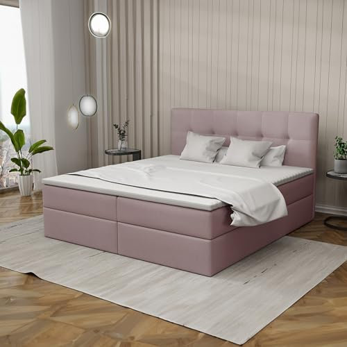 Imebel Boxspringbett 200x200 mit Bettkasten - Bett mit Matratze und 2 Bettkästen - Schlafzimmerbett mit Topper - Bequemes und Elegantes Doppelbett für das Schlafzimmer
